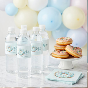 Zoete Eén Donut Verjaardag Waterfles Etiket