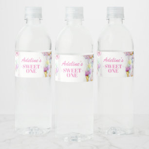 Zoete Eén Eerste Verjaardag Foto Waterfles Label Etiket