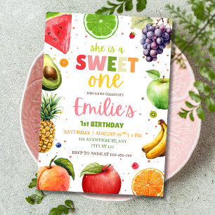 Zoete Eén Fruit 1e Verjaardag Zomer Tropisch Feest