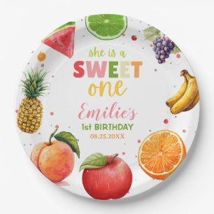 Zoete Eén Fruit 1e Verjaardagsfeest, Zomerfeest Papieren Bordje
