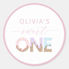 Zoete Eén Ijs Verjaardags Favor Sticker