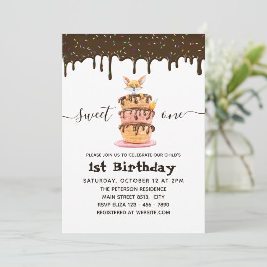 Zoete één kat en driftige chocolade 1s-dag kaart (Staand voorkant)