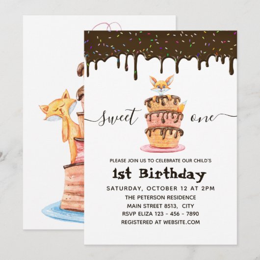 Zoete één kat en driftige chocolade 1s-dag kaart (Voorkant / Achterkant)