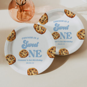 Zoete Eén Koekjes en Melk 1e Verjaardagsfeestje Papieren Bordje