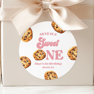 Zoete Eén Koekjes en Melk 1e Verjaardagsfeestje Ronde Sticker