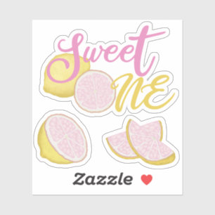 Zoete Eén Roze Limonade Verjaardagsstickers Sticker
