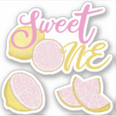 Zoete Eén Roze Limonade Verjaardagsstickers Sticker (Voorkant)