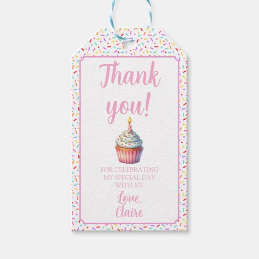 Zoete Eén Verjaardag Favor Tag Cadeaulabel (Voorkant)