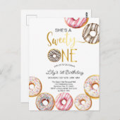 Zoete Eén Verjaardagsuitnodiging, 1e verjaardag me Briefkaart (Voorkant / Achterkant)
