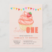 Zoete EEN verjaardagsuitnodiging voor meisje 1 jaa Briefkaart (Voorkant)