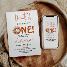 Zoete Eén waterverf leuke donuts 1e verjaardag