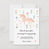 Zoete Eenhoorn Bloemrijke Plat Bedankkaart (Voorkant)