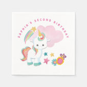 Zoete eenhoorn naam tweede verjaardagsfeest servet (Voorkant)