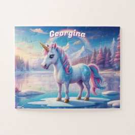 Zoete Eenhoorn op Frozen Lake Legpuzzel