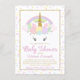 Zoete Eenhoorn Regenboog Baby Meisje Shower Uitnod Kaart