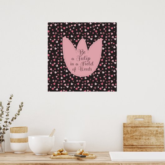 Zoete Eenvoudige Roze Tulpen Patroon - Alle richti Poster (Keuken)