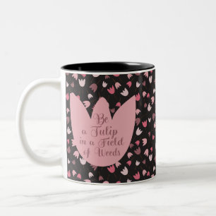Zoete Eenvoudige Roze Tulpen Patroon - Alle richti Tweekleurige Koffiemok