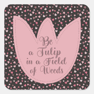 Zoete Eenvoudige Roze Tulpen Patroon - Alle richti Vierkante Sticker