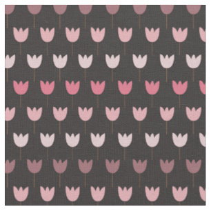 Zoete Eenvoudige Roze Tulpen Patroon - donkere ach Stof