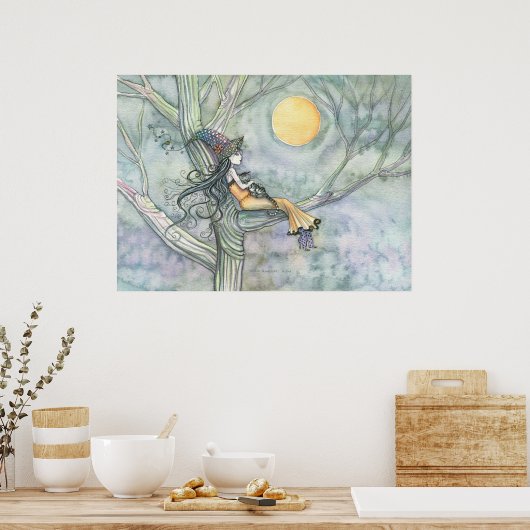 Zoete Eenzaamheid Heks Kat Poster (Keuken)