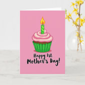 Zoete Eerste Moederdag Cake Kaart (Gele Bloem)