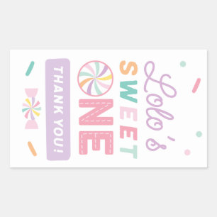 Zoete Eerste Verjaardag aanpasbare Favor Tag Rechthoekige Sticker