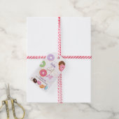 Zoete eerste verjaardag roze donut cadeaulabel (Met Touw)