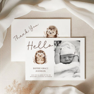 Zoete Egel Hallo Baby Foto Aankondiging