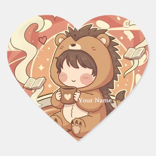 Zoete Egel Liefde Hartvormige Sticker (Voorkant)