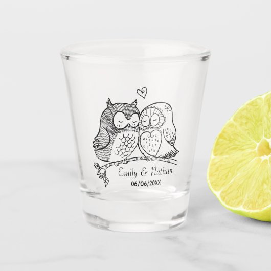 Zoete eigenaars in Love Romantic Custom Couples Shot Glas (Voorkant)