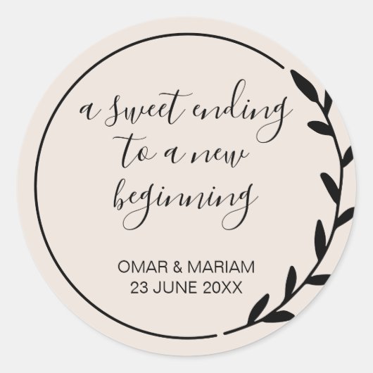 Zoete einddatum Nieuw Beginnend Botanisch Ronde Sticker (Voorkant)