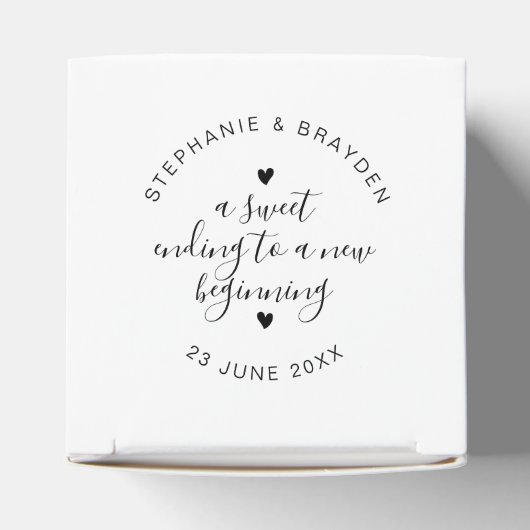 Zoete Einde Nieuwe Beginnen Elegant Script Trouwen Bedankdoosjes (Bovenkant)