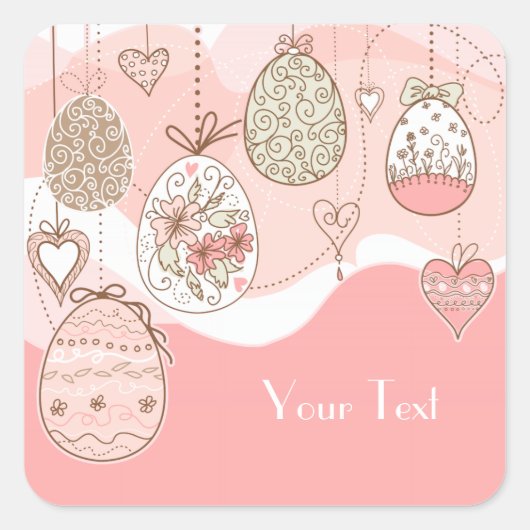 Zoete elegantie Pasen Vierkante Sticker (Voorkant)