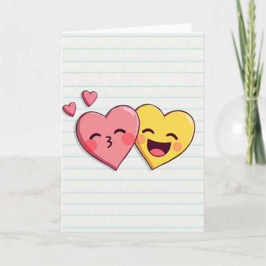 Zoete Emoji Hartjes Liefde Kaart (Voorkant)