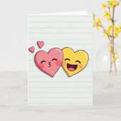 Zoete Emoji Hartjes Liefde Kaart (Gele Bloem)