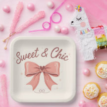 Zoete en Chic Roze Strik Coquette Feest Papieren B