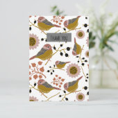 Zoete en ciudekippen met bloemen en bessen bedankkaart (Staand voorkant)