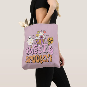 Zoete en enge vleermuizen pompoen Halloween Tote Bag