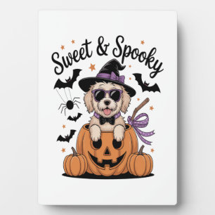 Zoete en griezelige hond Halloween Fotoplaat