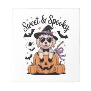 Zoete en griezelige hond Halloween Notitieblok