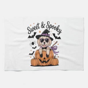 Zoete en griezelige honden Halloween Theedoek