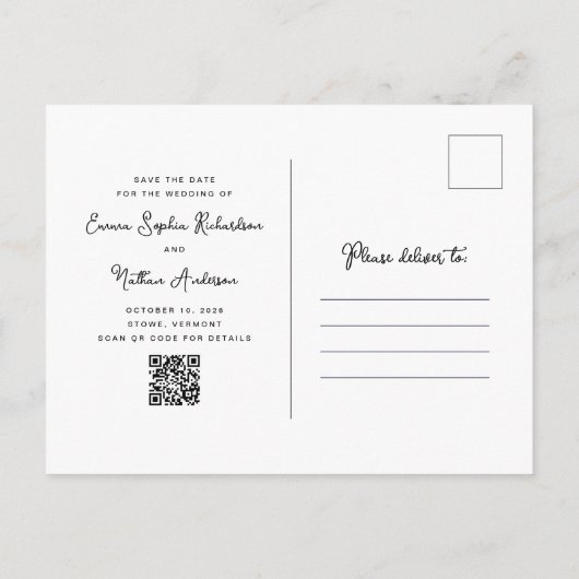 Zoete en grillige foto | QR-code De datum opslaan Aankondigingskaart (Achterkant)
