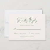 Zoete en grillige ivoor en salie groene bruiloft RSVP kaartje (Voorkant)