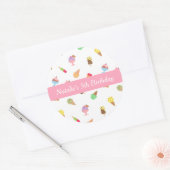 Zoete en kleurrijke Ice Cream Party Ronde Sticker (Envelop)