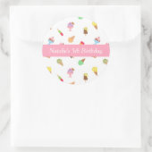 Zoete en kleurrijke Ice Cream Party Ronde Sticker (Tas)