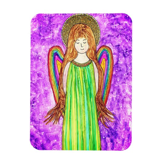 Zoete en Kleurrijke Rainbow Angel Magnet 3" x 4" Magneet (Verticaal)