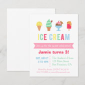 Zoete en kleurrijke uitnodigingen van Ice Cream Pa (Voorkant / Achterkant)