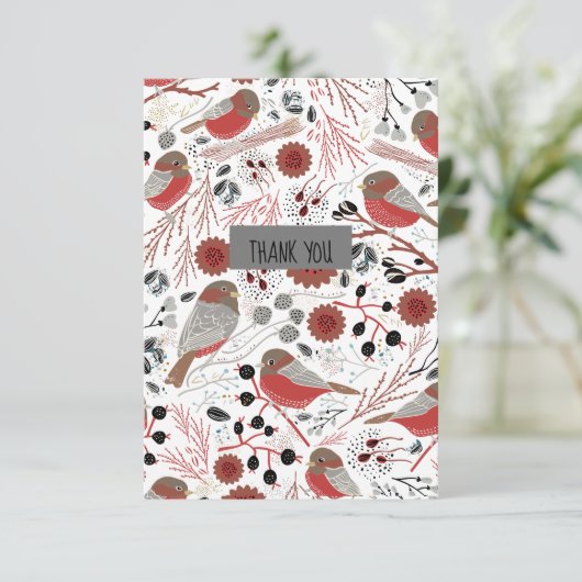 Zoete en koeienkippen Rood en Grijs Bedankkaart (Staand voorkant)