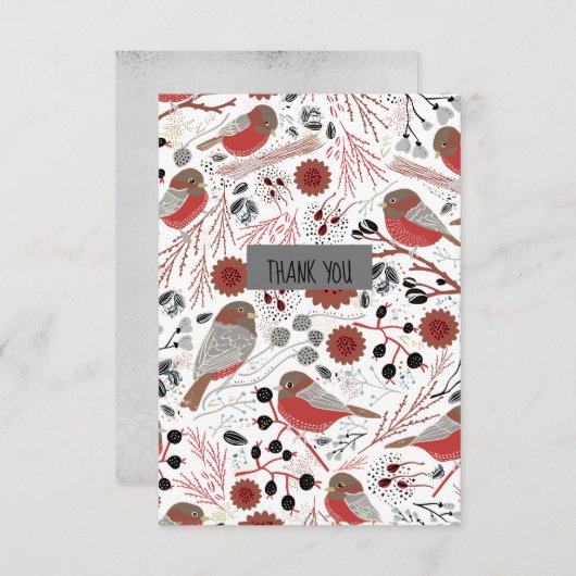 Zoete en koeienkippen Rood en Grijs Bedankkaart (Voorkant / Achterkant)