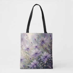 Zoete en romantische paarse bloemen tote bag